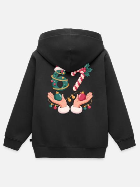 6 7 Weihnachts Shirt für Festtage mit Zuckerstange - Premium børne zip-hættetrøje økologisk - sort