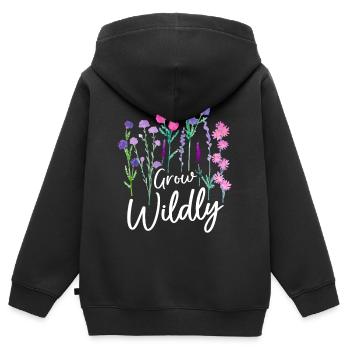 Conception de fleurs sauvages en cire - Sweat Premium à capuche zippé enfant bio - noir - Dos - AI Model Kid Male (0cm)