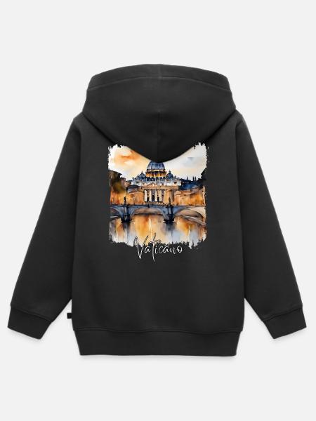 Aquarell des Vatikans - Kinder Premium Organic Zip Hoodie - Schwarz