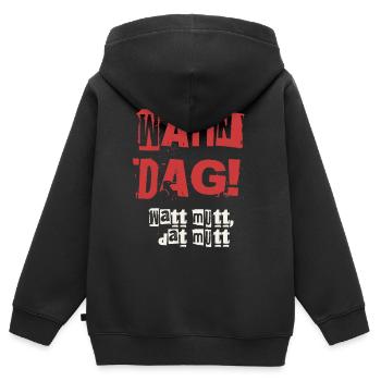 Wattn Dag Watt mutt dat mutt - Sweat Premium à capuche zippé enfant bio - noir - Dos - AI Model Kid Male (0cm)