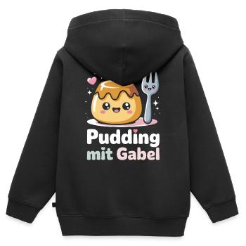 Pudding with fork - Kids Premium Organic Zip-up Hoodie - black - Back - AI Model Kid Male (0cm)
