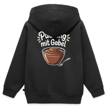 Pudding with fork - Kids Premium Organic Zip-up Hoodie - black - Back - AI Model Kid Male (0cm)
