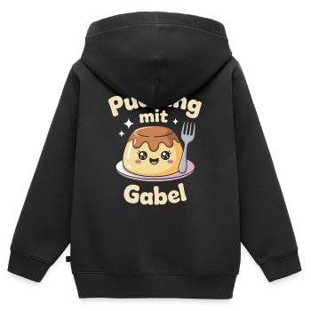 Pudding with fork - Kids Premium Organic Zip-up Hoodie - black - Back - AI Model Kid Male (0cm)