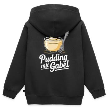 Pudding with fork - Kids Premium Organic Zip-up Hoodie - black - Back - AI Model Kid Male (0cm)