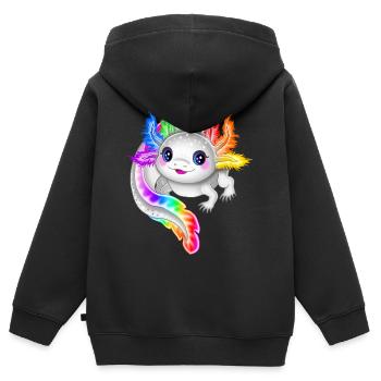 Rainbow colorful axolotl - Kids Premium Organic Zip-up Hoodie - black - Back - AI Model Kid Male (0cm)