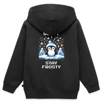 Stay Frosty | Hauptquest Winter Humor - Kinder Premium Organic Zip Hoodie - Schwarz - Hinten - AI Model Kid Male (0cm)