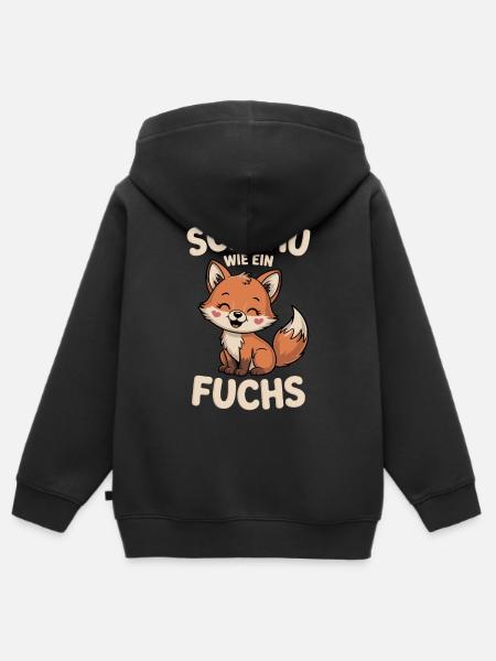 Schlau Wie Ein Fuchs Niedlich - Kinder Premium Organic Zip Hoodie - Schwarz