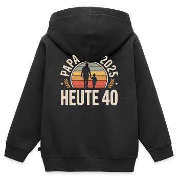 Papa Seit 2025 Heute 40 Vintage - Kinder Premium Organic Zip Hoodie - Schwarz - Hinten - AI Model Kid Male (0cm)