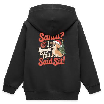 Lustiger Weihnachtshund - Kinder Premium Organic Zip Hoodie - Schwarz - Hinten - AI Model Kid Male (0cm)