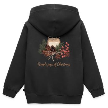 Motif de Noël rustique - Sweat Premium à capuche zippé enfant bio - noir - Dos - AI Model Kid Male (0cm)