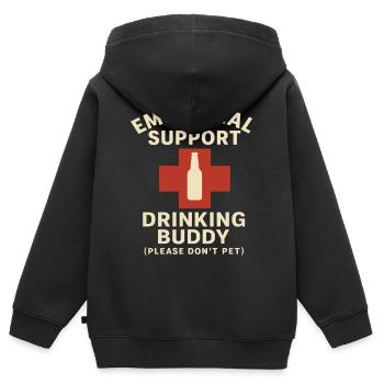Soutien émotionnel Déclaration du compagnon de consommation - Sweat Premium à capuche zippé enfant bio - noir - Dos - AI Model Kid Male (0cm)