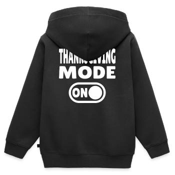 Thanksgiving Mode ON - Kinder Premium Organic Zip Hoodie - Schwarz - Hinten - AI Model Kid Male (0cm)