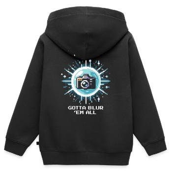 Bokeh Pro | Photographie Bokeh Flou - Sweat Premium à capuche zippé enfant bio - noir - Dos - AI Model Kid Male (0cm)