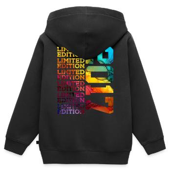 ÉDITION LIMITÉE 2017 9 ANS 9E ANNIVERSAIRE - Sweat Premium à capuche zippé enfant bio - noir - Dos - AI Model Kid Male (0cm)