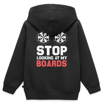 Halt, nicht auf meine Boards - Kinder Premium Organic Zip Hoodie - Schwarz - Hinten - AI Model Kid Male (0cm)