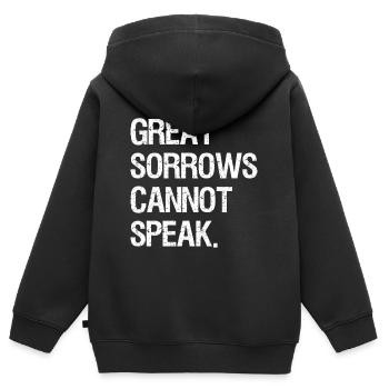 great sorrows cannot speak - Kids Premium Organic Zip-up Hoodie - black - Back - AI Model Kid Male (0cm)