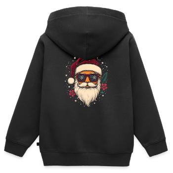 Cadeau cool du Père Noël avec des lunettes de soleil - Sweat Premium à capuche zippé enfant bio - noir - Dos - AI Model Kid Male (0cm)