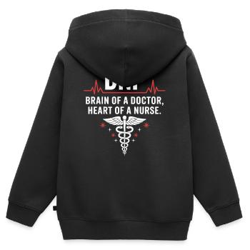 DNP Soignant Cerveau Cœur - Sweat Premium à capuche zippé enfant bio - noir - Dos - AI Model Kid Male (0cm)