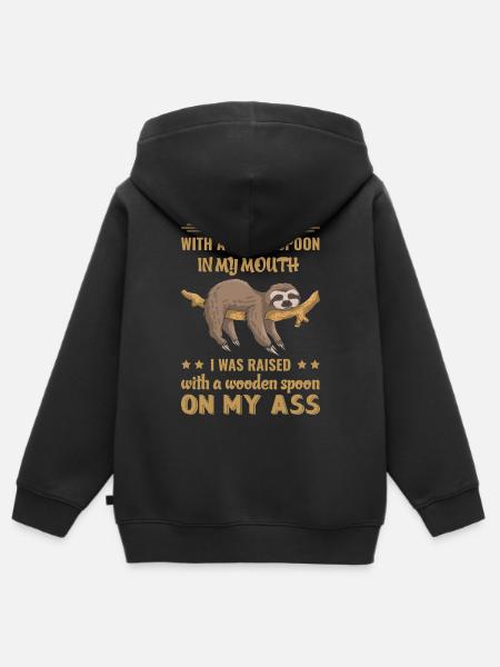 Faultier Lustiger Spruch - Kinder Premium Organic Zip Hoodie - Schwarz
