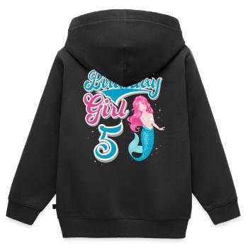Sirène 5ème anniversaire - Sweat Premium à capuche zippé enfant bio - noir - Dos - AI Model Kid Male (0cm)