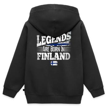 Finlande - Sweat Premium à capuche zippé enfant bio - noir - Dos - AI Model Kid Male (0cm)