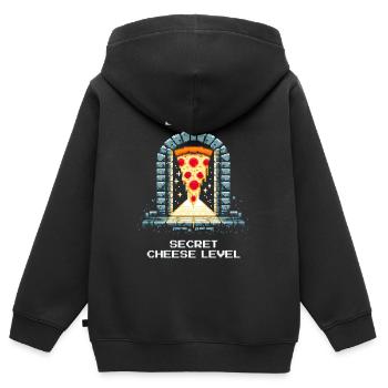 Enter Secret Cheese Level | Pizza Dungeon Gag - Kids Premium Organic Zip-up Hoodie - black - Back - AI Model Kid Male (0cm)