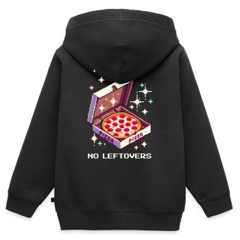 Quête principale : Pas de restes | Pizza RPG Humour - Sweat Premium à capuche zippé enfant bio - noir - Dos - AI Model Kid Male (0cm)