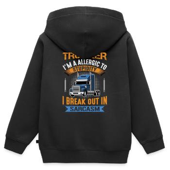 Lkw Fahrer - Kinder Premium Organic Zip Hoodie - Schwarz - Hinten - AI Model Kid Male (0cm)