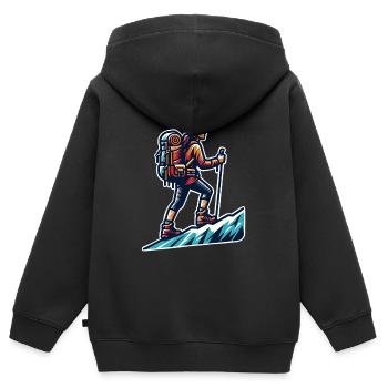 Bergsteiger  - Kinder Premium Organic Zip Hoodie - Schwarz - Hinten - AI Model Kid Male (0cm)