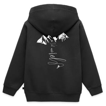 Valmorel Grand Domaine Ski Savoie Village Station - Sweat Premium à capuche zippé enfant bio - noir - Dos - AI Model Kid Male (0cm)