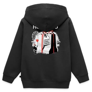 HO HO HO Merry and SAFE Christmas - Kids Premium Organic Zip-up Hoodie - black - Back - AI Model Kid Male (0cm)
