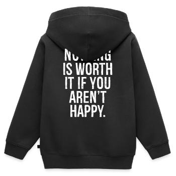 Nichts ist es wert, wenn du nicht glücklich bist - Kinder Premium Organic Zip Hoodie - Schwarz - Hinten - AI Model Kid Male (0cm)