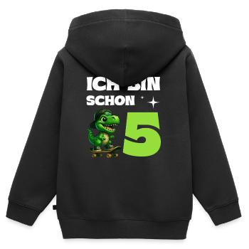 I'm already 5 Birthday Dino - Kids Premium Organic Zip-up Hoodie - black - Back - AI Model Kid Male (0cm)