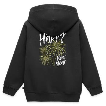 Frohes Neues Jahr Feuerwerk 2026 - Kinder Premium Organic Zip Hoodie - Schwarz - Hinten - AI Model Kid Male (0cm)