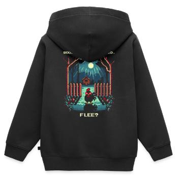 Aggro Tiré | Activer le vol ? - Sweat Premium à capuche zippé enfant bio - noir - Dos - AI Model Kid Male (0cm)