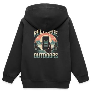 Motivation en plein air - Sweat Premium à capuche zippé enfant bio - noir - Dos - AI Model Kid Male (0cm)