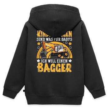 Bagger Kinderwagen - Kinder Premium Organic Zip Hoodie - Schwarz - Hinten - AI Model Kid Male (0cm)
