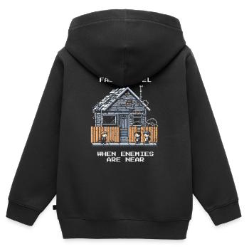 Pas de voyage rapide | Ennemis à proximité - Sweat Premium à capuche zippé enfant bio - noir - Dos - AI Model Kid Male (0cm)