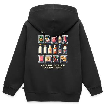 Vakuumieren & Prepping | Pixel Art - Kinder Premium Organic Zip Hoodie - Schwarz - Hinten - AI Model Kid Male (0cm)