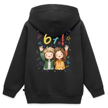 6 7 – The happiest meme as a children's design - Kids Premium Organic Zip-up Hoodie - black - Back - AI Model Kid Male (0cm)