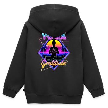 Neon Yoga Gratitude Retro - Kids Premium Organic Zip-up Hoodie - black - Back - AI Model Kid Male (0cm)