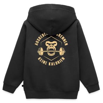 Kraftsport AUSREDEN VERBRENNEN KEINE KALORIEN - Kinder Premium Organic Zip Hoodie - Schwarz - Hinten - AI Model Kid Male (0cm)
