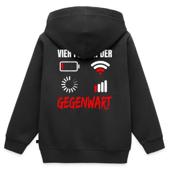 Codeur scientifique QUATRE PLAIES DU PRÉSENT DRÔLE - Sweat Premium à capuche zippé enfant bio - noir - Dos - AI Model Kid Male (0cm)