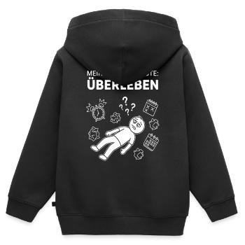 Mon plan : survivre aujourd’hui - Sweat Premium à capuche zippé enfant bio - noir - Dos - AI Model Kid Male (0cm)