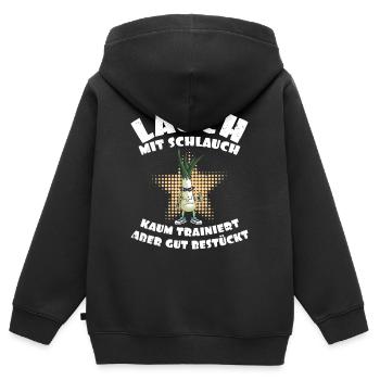 Gym LAUCH MIT SCHLAUCH KAUM TRAINIERT Lustig - Kinder Premium Organic Zip Hoodie - Schwarz - Hinten - AI Model Kid Male (0cm)