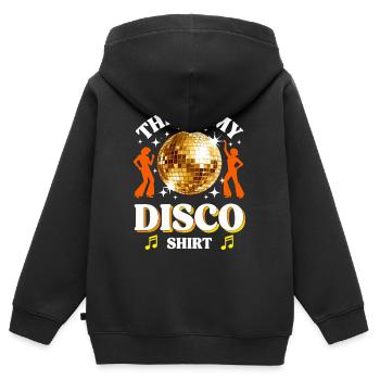 Disco des années 70 des années 80 Disco Party Outfit Discothèque - Sweat Premium à capuche zippé enfant bio - noir - Dos - AI Model Kid Male (0cm)