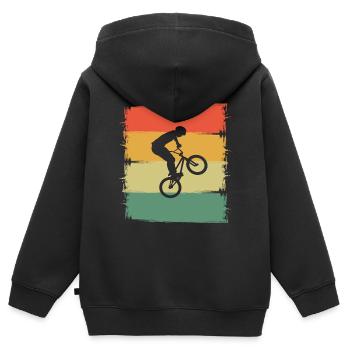 Bmx - Kinder Premium Organic Zip Hoodie - Schwarz - Hinten - AI Model Kid Male (0cm)