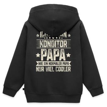 Konditor Papa - Kinder Premium Organic Zip Hoodie - Schwarz - Hinten - AI Model Kid Male (0cm)