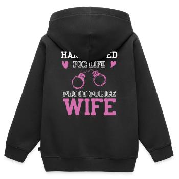 Menottes Chère Policière - Sweat Premium à capuche zippé enfant bio - noir - Dos - AI Model Kid Male (0cm)