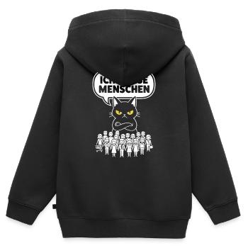 Ich Hasse Menschen Katze Lustig Sarkasmus - Kinder Premium Organic Zip Hoodie - Schwarz - Hinten - AI Model Kid Male (0cm)